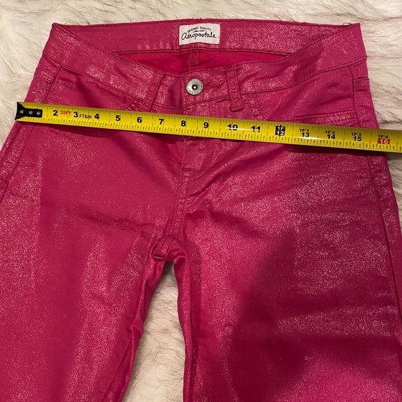 Aeropostale - Sexy  Skinny / Stretch Pink Metallic Pants - size 5/6 - BEAUTIFUL - Picture 6 of 8